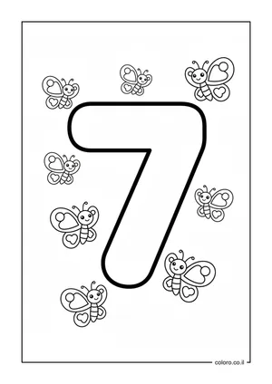 דף צביעה מספר 7 ופרפרים