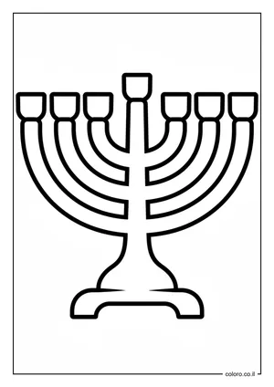 דף צביעה חנוכייה מצוירת לילדים