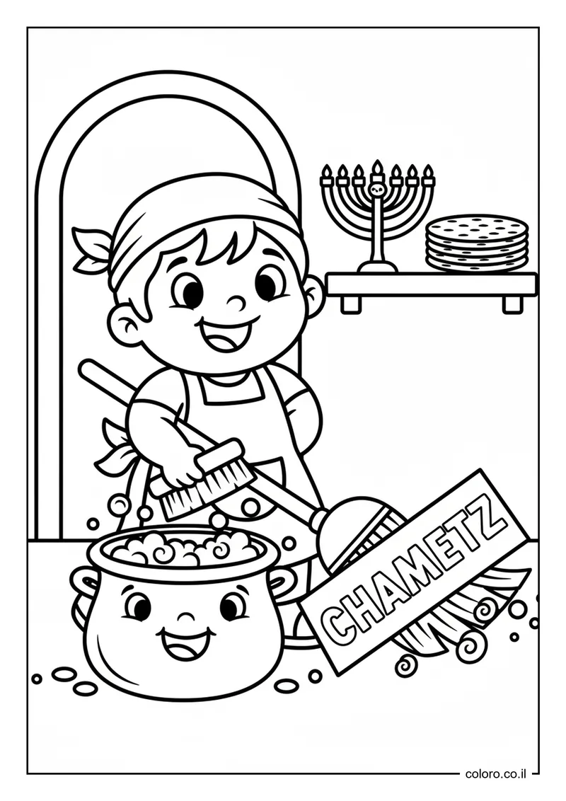 דף צביעה ניקיון לפסח להדפסה