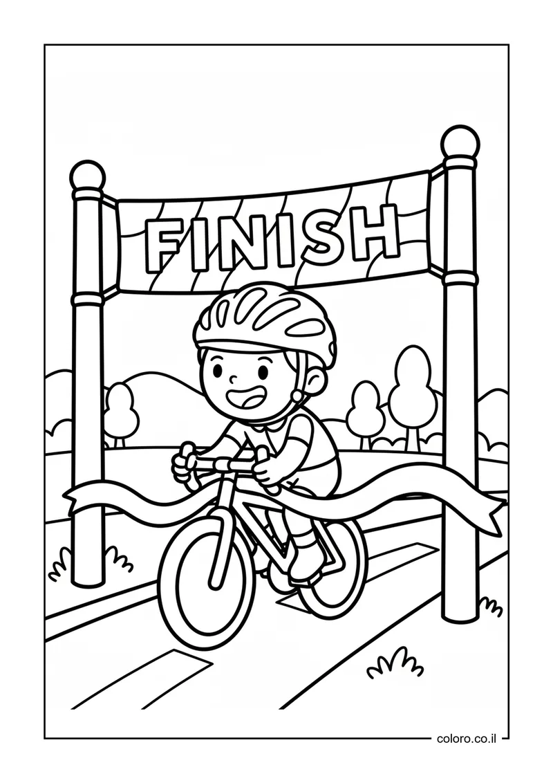 דף צביעה מרוץ אופניים מרגש להדפסה