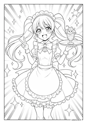דף צביעה משרתת (Maid Cafe)