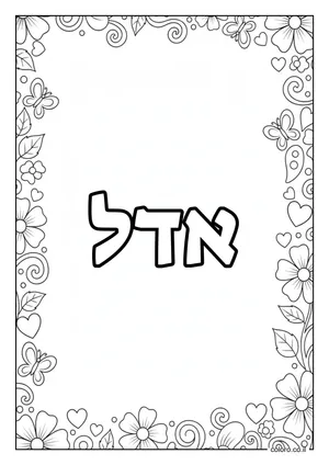דף צביעה עם השם אדל