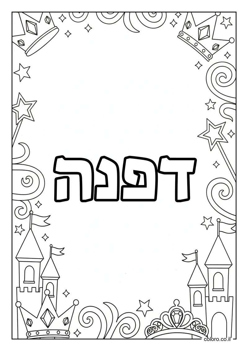 דף צביעה עם השם דפנה להדפסה
