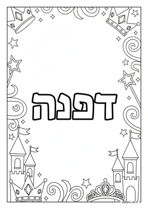 דף צביעה עם השם דפנה