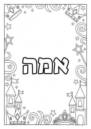 דף צביעה עם השם אמה