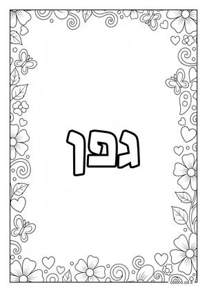 דף צביעה עם השם גפן