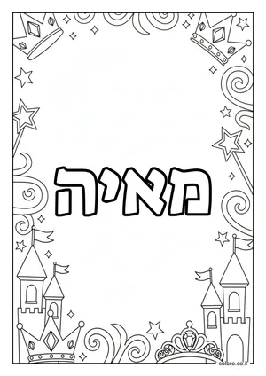 דף צביעה עם השם מאיה