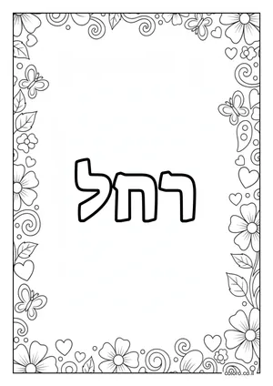 דף צביעה עם השם רחל