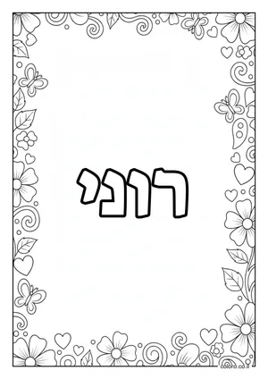 דף צביעה עם השם רוני