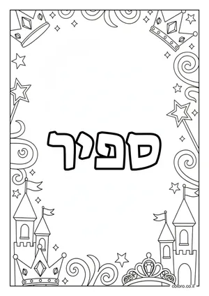 דף צביעה עם השם ספיר