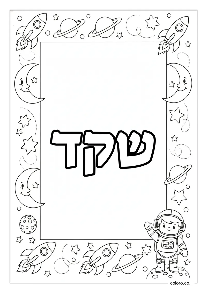 דף צביעה עם השם שקד להדפסה