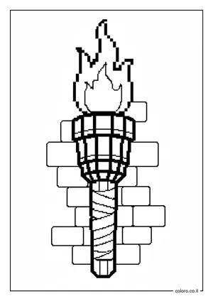 דף צביעה לפיד מאיר (Pixel Wall Torch)