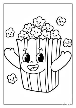דף צביעה שקית פופקורן חמודה לילדים