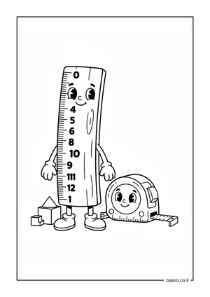 דף צביעה סרגל וכלי מדידה