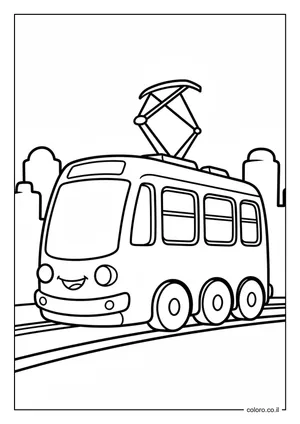 דף צביעה רכבת קלה (חשמלית) לילדים