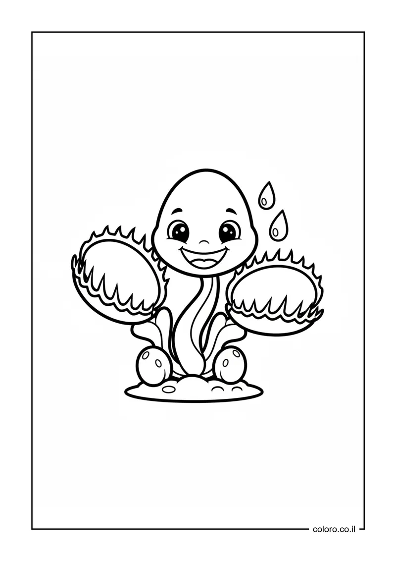דף צביעה צמח טורף (דיונאה) להדפסה
